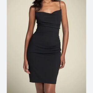 David Meister Black Ruched Dress w/ Spaghetti Straps‎ Size 10